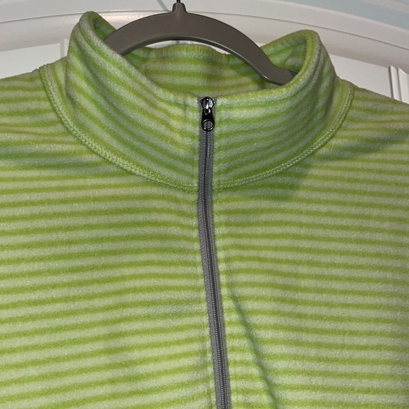 Lime Green/white Striped Eddie Bauer 1/4 Zip Lightweight Fleece jacket 2X - Picture 2 of 9